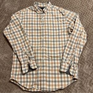 Banana Republic Luxe Flannel Slim Fit Medium Vintage- Brown,Khaki and White